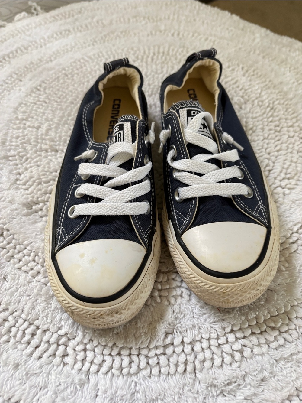 Converse Navy Blue Canvas Low-Top Sneakers with White Accents